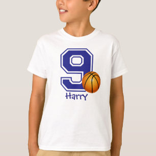 9th Birthday boy basketball personalised T-Shirt