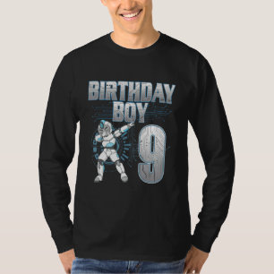 9th Birthday Boy Dabbing Robot 9 Years Old Bday T-Shirt