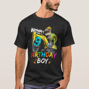 9Th Birthday Boy Excavator 9 Year Old Dinosaurs T T-Shirt