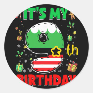 9th Birthday Boy Girl Christmas Elf 9 Years Old Ki Classic Round Sticker