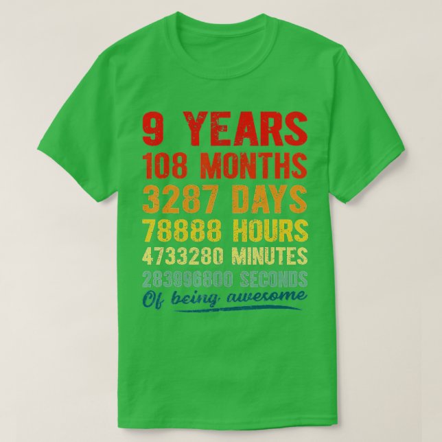 9th Birthday Boy Girl Kids Daughter Son Him Her 9  T-Shirt (Design Front)