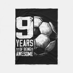 9th Birthday Boy Girl Soccer Player Footll 9 Years Fleece Blanket