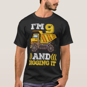 9th Birthday Boy  I'm 9 And Digging It Truck T-Shirt