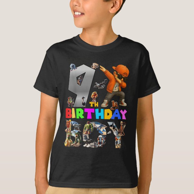9th Birthday Boy Italian Brainrot For Kids Birthda T-Shirt (Front)