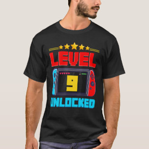 9th Birthday Boy Level 9 Unlocked Video Gamer Birt T-Shirt