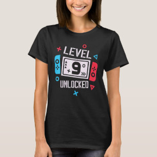 9th Birthday Boy Level 9 Unlocked Video Games Birt T-Shirt