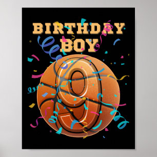 9th Birthday Boy Nine 9 Years Old Sketll Players T Poster