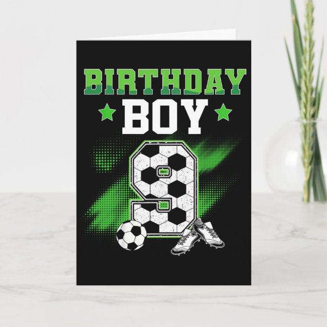 9th Birthday Boy Soccer 9 Year Old Sport 9yr Boys  Card (Front)