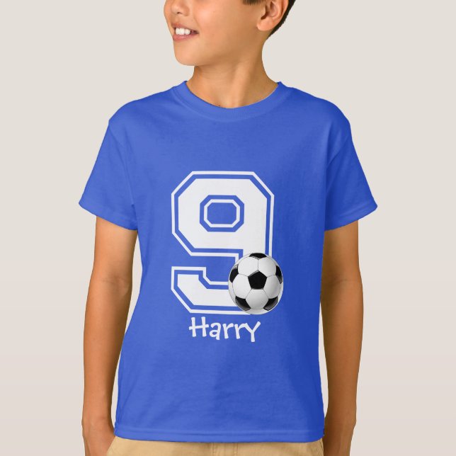 9th Birthday boy soccer personalised-2 T-Shirt (Front)