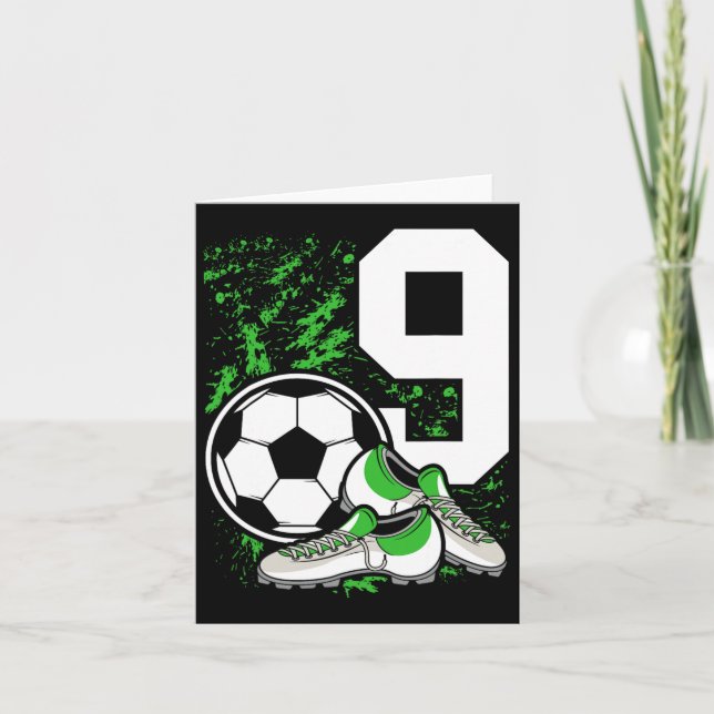 9th Birthday Boys 9 Years Soccer Football Player B Card (Front)