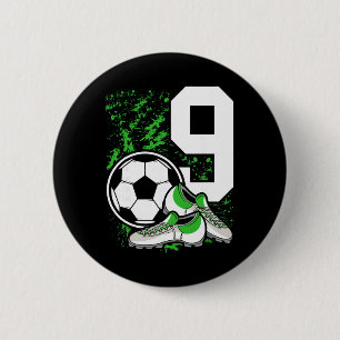 9th Birthday Boys 9 Years Soccer Footll Player Bir 6 Cm Round Badge