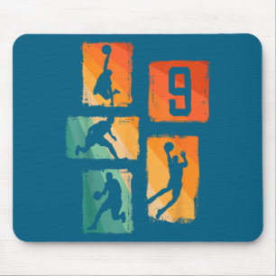 9th Birthday Boys Basketball Player Basketball 9 Y Mouse Pad