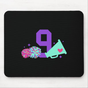 9th Birthday Cheer Girl Nine Year Old Cheerleader  Mouse Pad