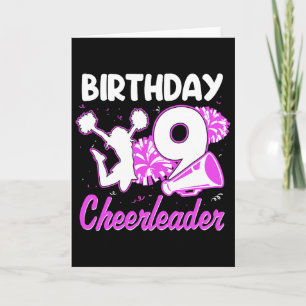 9th Birthday Cheerleader Girl 9 Years Old Cheerlea Card
