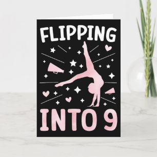 9th Birthday Cheerleading Girl Nine Year Old Cheer Card