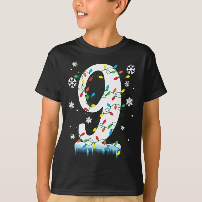 9th birthday christmas snowflake 9 year old kids T-Shirt (Front)