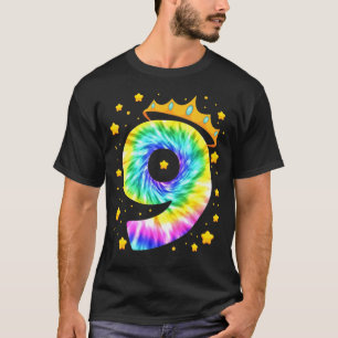 9th Birthday Colourful Tie Dye 9 Year Old T-Shirt
