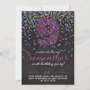 9th Birthday Confetti Invitation