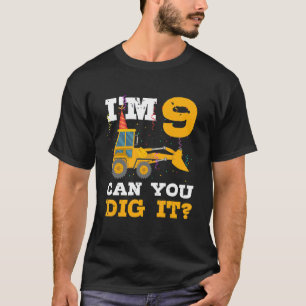 9th Birthday Construction Truck 9 Years Old Bday T-Shirt
