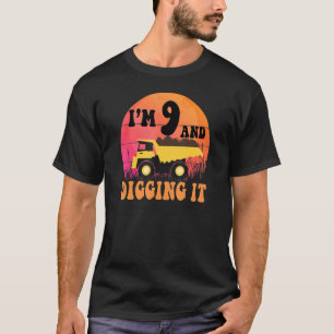9th Birthday Construction Truck Kids I'm 9 & Diggi T-Shirt