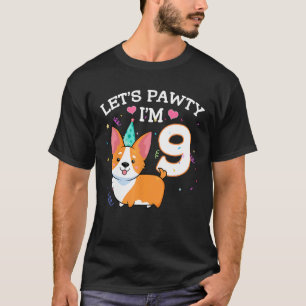 9th Birthday Corgi Dog Lover Pet 9 Years Old B-Day T-Shirt