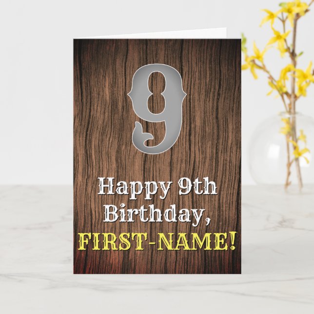 9th Birthday: Country Western Inspired Look, Name Card (Yellow Flower)