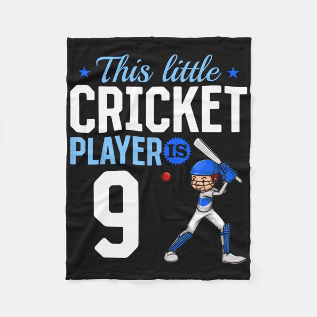9th Birthday Cricket Player  Fleece Blanket (Front)