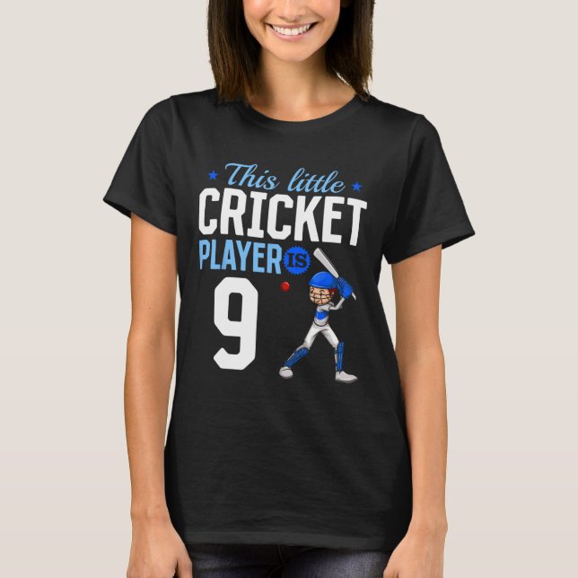 9th Birthday Cricket Player  T-Shirt (Front)