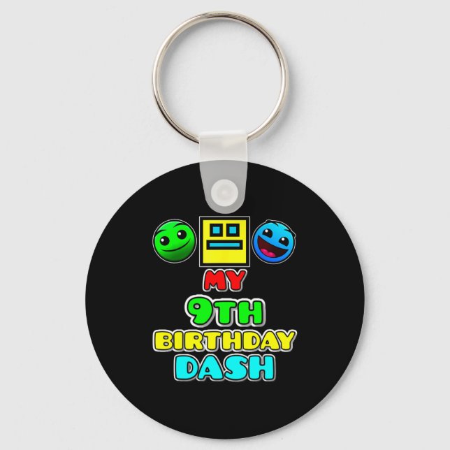 9th birthday dash video game theme kids party key ring (Front)