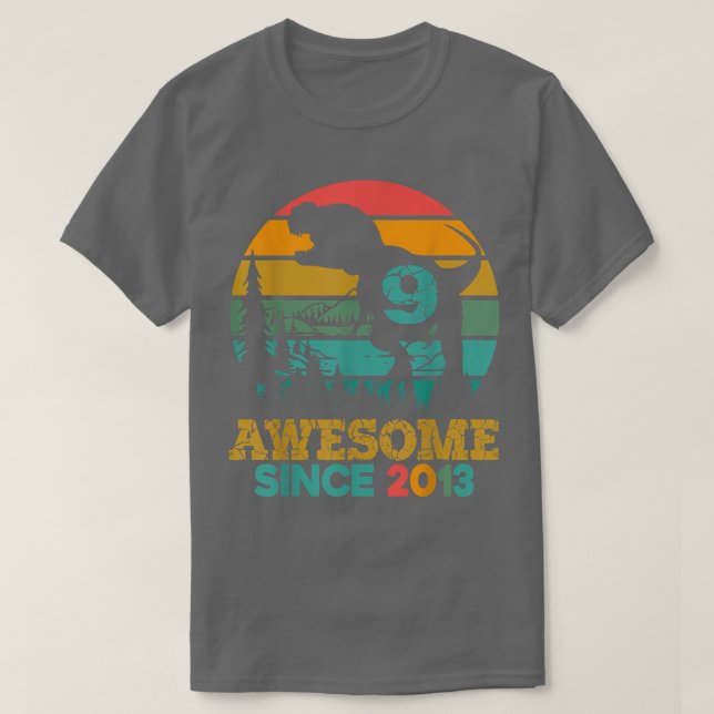 9th Birthday Dinosaur 9 Year Old Boys Awesome Sinc T-Shirt (Design Front)
