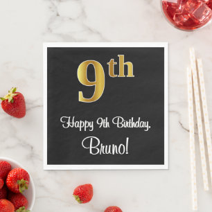 9th Birthday ~ Elegant Luxurious Faux Gold Look # Napkin