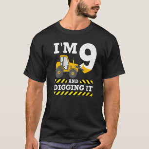 9th Birthday Excavator I'm 9 Digging It Constructi T-Shirt