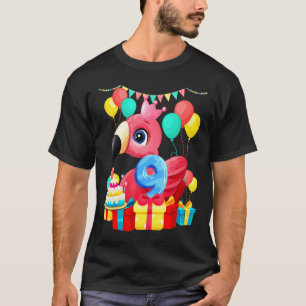 9th Birthday Flamingo 9 Year Old Bday Present T-Shirt