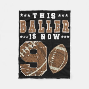 9th Birthday Football Boy Nine Year Old Football P Fleece Blanket
