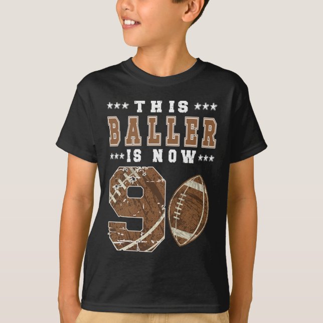 9th Birthday Football Boy Nine Year Old Football P T-Shirt (Front)