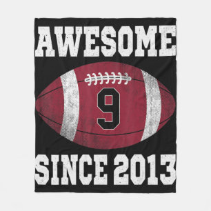 9th Birthday Football Player 9 Years Old Vintage R Fleece Blanket