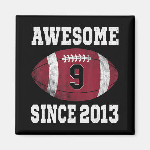 9th Birthday Football Player 9 Years Old Vintage R Magnet