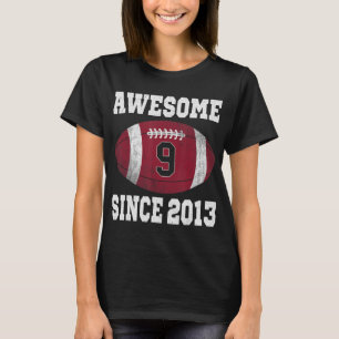 9th Birthday Football Player 9 Years Old Vintage R T-Shirt