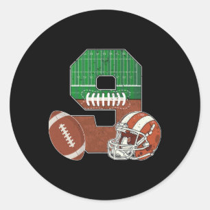 9th Birthday Football Theme 9 Year Old Boy Party  Classic Round Sticker