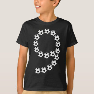 9th Birthday Footll Soccer Boys Kids 9 Nine Years  T-Shirt