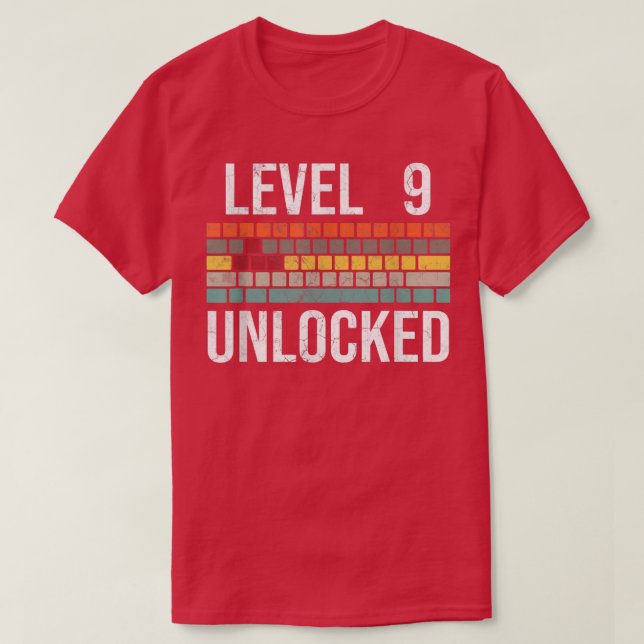 9th Birthday Gamer Birthday for Boys, Kids Level 9 T-Shirt (Design Front)