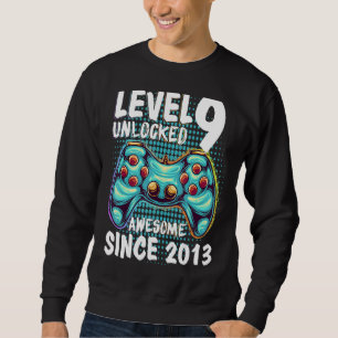 9th Birthday Gamer Boy Level 9 Unlocked Awesome Si Sweatshirt