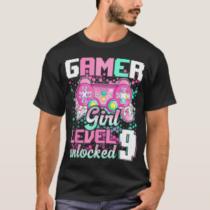9Th Birthday Gamer Girl Level 9 Unlocked Video T-Shirt
