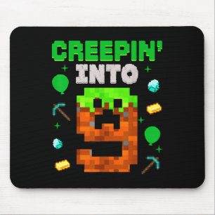 9th Birthday Gamer Pixel Creepin’ Into 9 Video Gam Mouse Pad