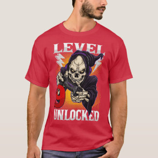 9th Birthday Gamer Skeleton Level 9 Unlocked Gamin T-Shirt