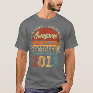 9th Birthday Gift 9 Year Old Awesome Since October T-Shirt