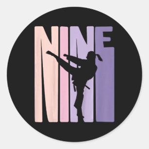 9th Birthday Gift Karate Retro Taekwondo Martial A Classic Round Sticker