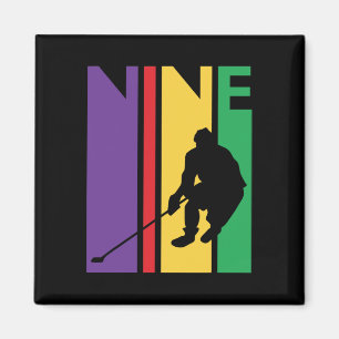 9th Birthday Gift Nine Colourful Hockey Birthday 9 Magnet