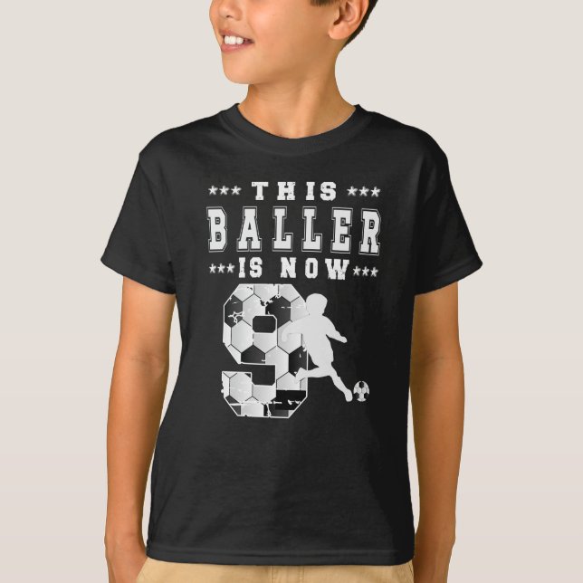 9th Birthday Gift Soccer Player 9 Year Old Boy T-Shirt (Front)