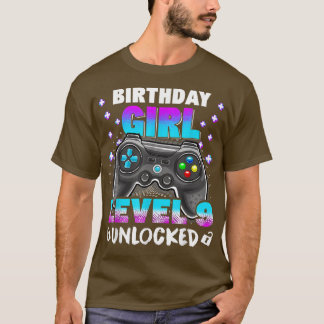 9th Birthday Girl 9 Year Old Video Game Level 9 Un T-Shirt